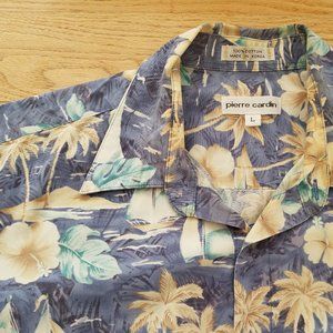 Pierre Cardin Caribbean Boating Floral Shirt Camp Cotton L EUC